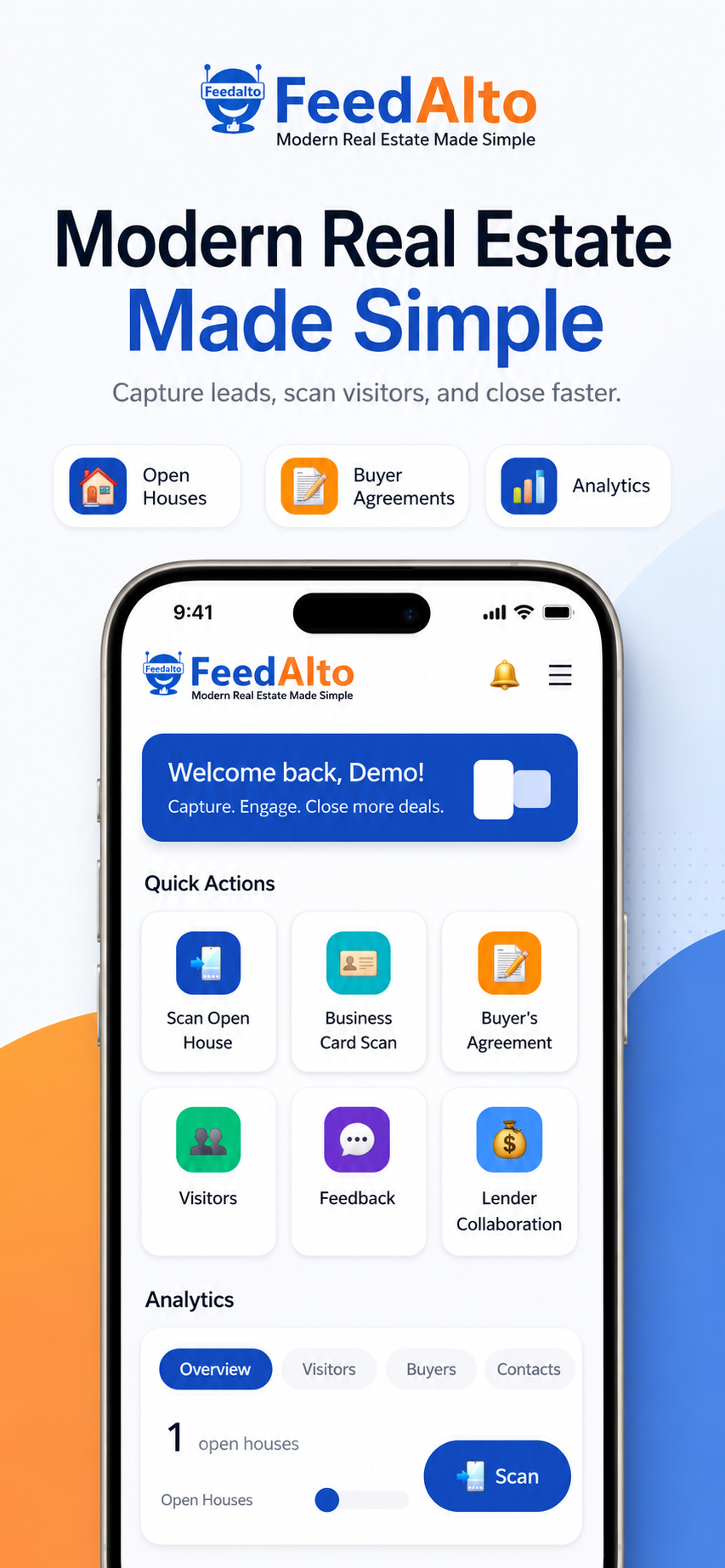 FeedAlto — modern real estate platform for open house registration, buyer agreements, and lead analytics
